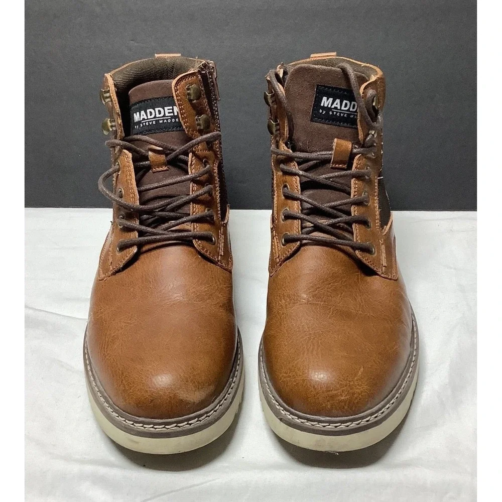 Men's Madden by Steve Madden Boots Lace Up Tan Cognac Size 10
